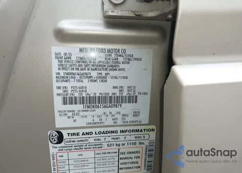 2006 Ford Freestyle Limited from USA, damaged, VIN 1FMDK06156GA09879